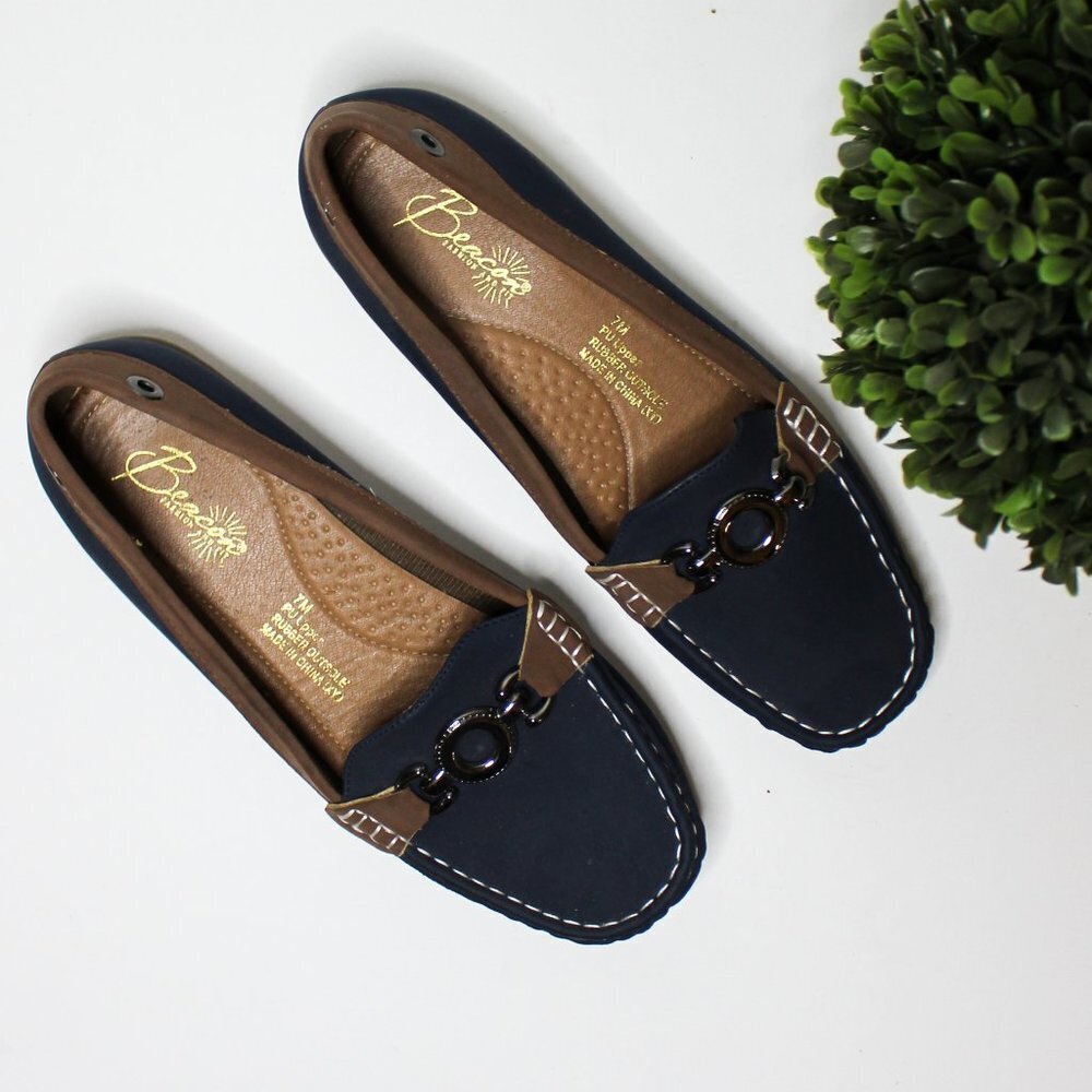 Beacon Blue Brown Loafers Boat Shoes Size 7